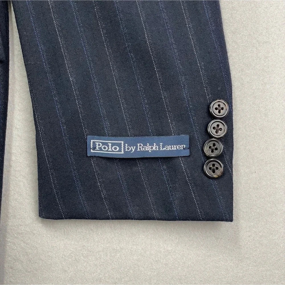 Polo Ralph Lauren Blazer Mens 42L‎ Navy Wool Pinstripe 90s 3-Button Italy $1255